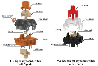 TTC Tiger Switches, Standard / RGB / Original Version  (Factory Pre-lubed) - IPOPULARSHOP